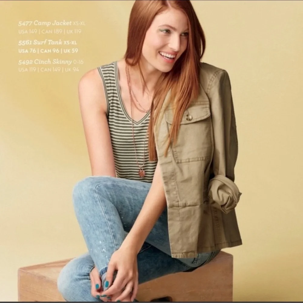 CABI Camp Canvas Utility Jacket Khaki Peplum Button Accents Women’s Small NWOT - Picture 7 of 7